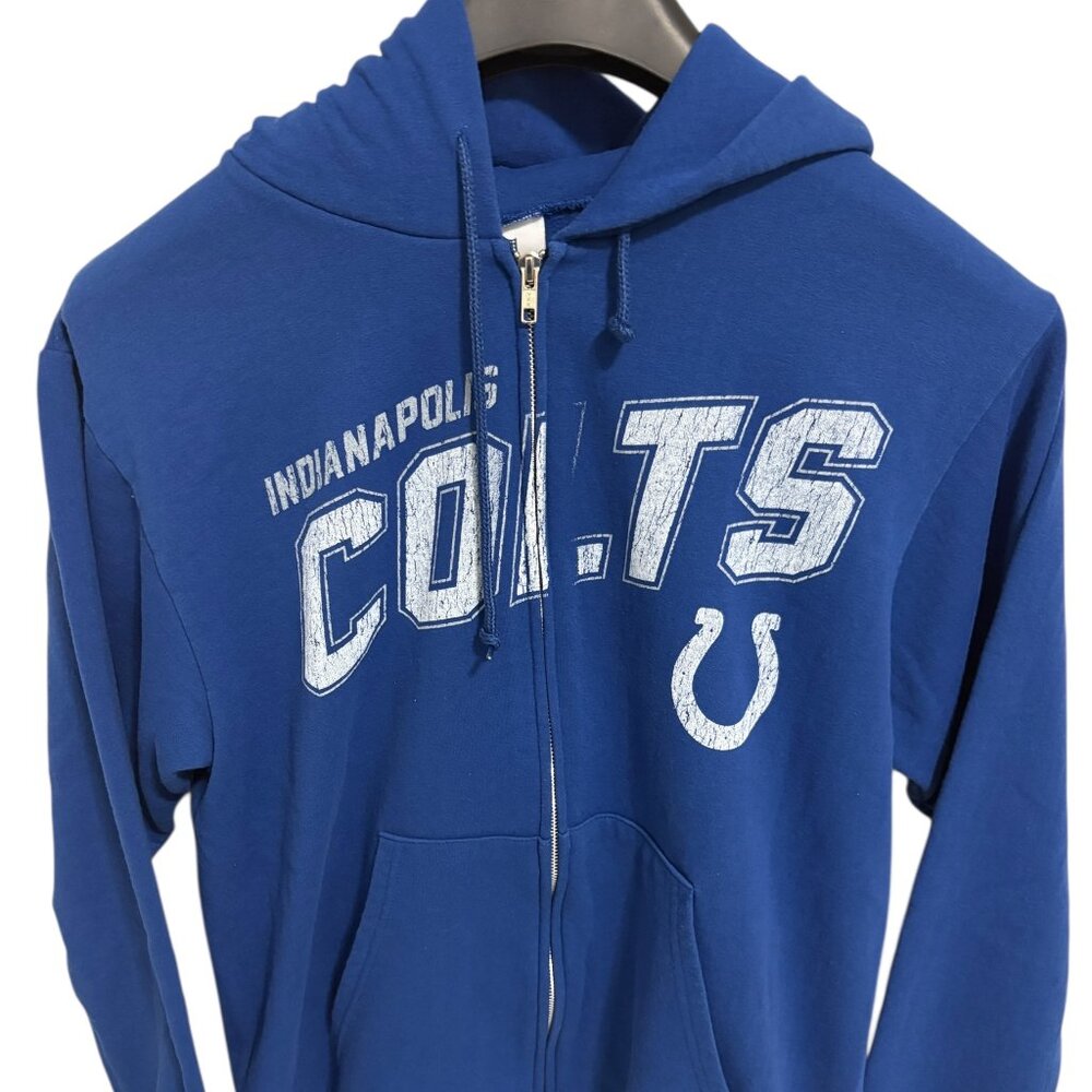 NFL Indianapolis Colts Hooded Full Zip Sweatshirt Mens Size Large Blue